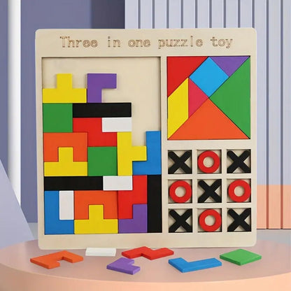3 in 1 Wooden Puzzle Toy – Smart Learning Through Play for 1-2 Year