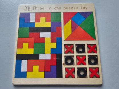 3 in 1 Wooden Puzzle Toy – Smart Learning Through Play for 1-2 Year