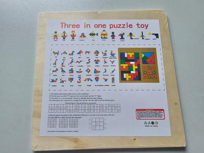3 in 1 Wooden Puzzle Toy – Smart Learning Through Play for 1-2 Year